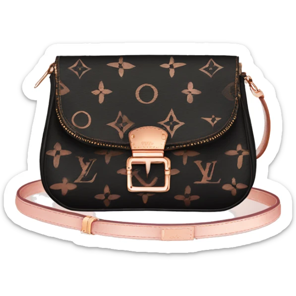 Black Designer Louis Vuitton bag with rose gold monogram and rose gold trim sticker