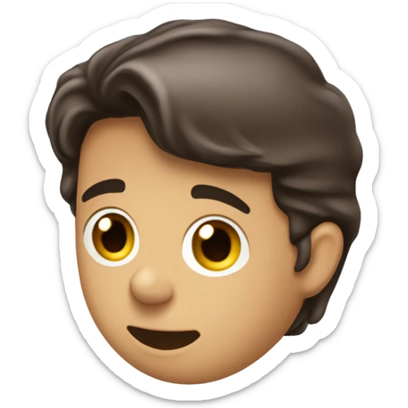 Dunkelhaariger lächelnder kleiner Junge, der Schokoladen-Reste um den Mund geschmiert hat sticker