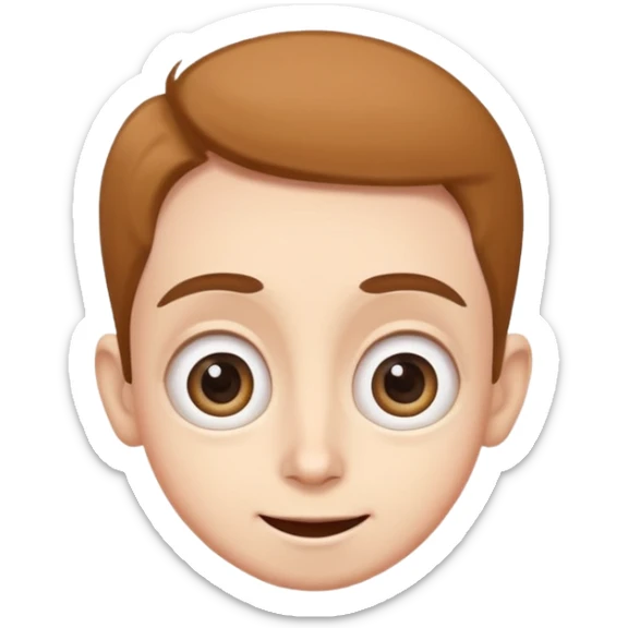 Funny caricature style cartoon, big eyes, happy face sticker