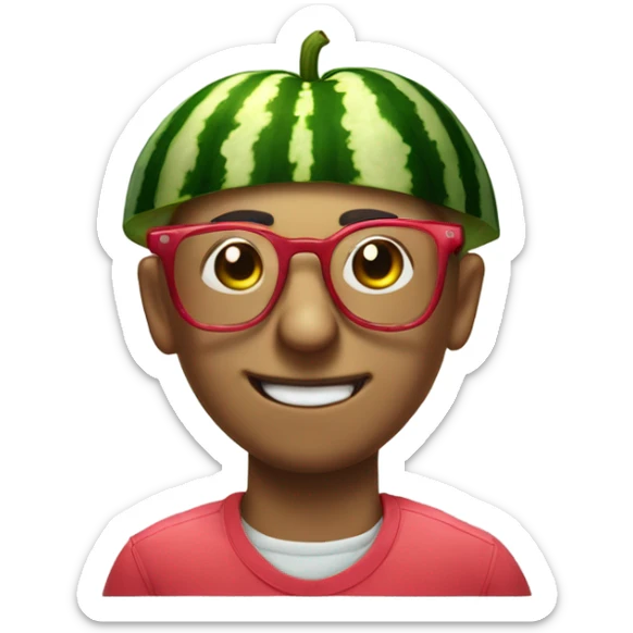 watermelon with nerdy glasses on, he is drooling because of how dumb and stupid he is. but deep down, he is loved. so much so, that he is missed. sticker