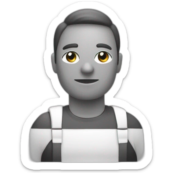genera un emoji en blanco y negro sobre una persona cansada de trabajar sticker