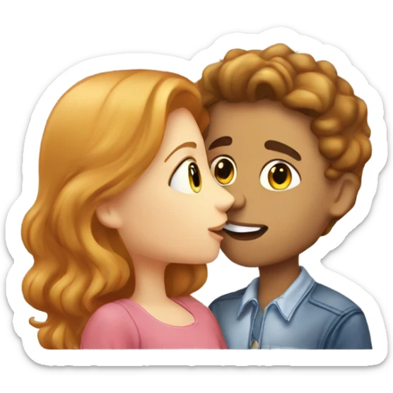 strawberry blonde girl kissing brunette boy sticker