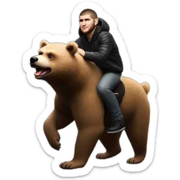 khabib nurmagomedov riding a bear sticker