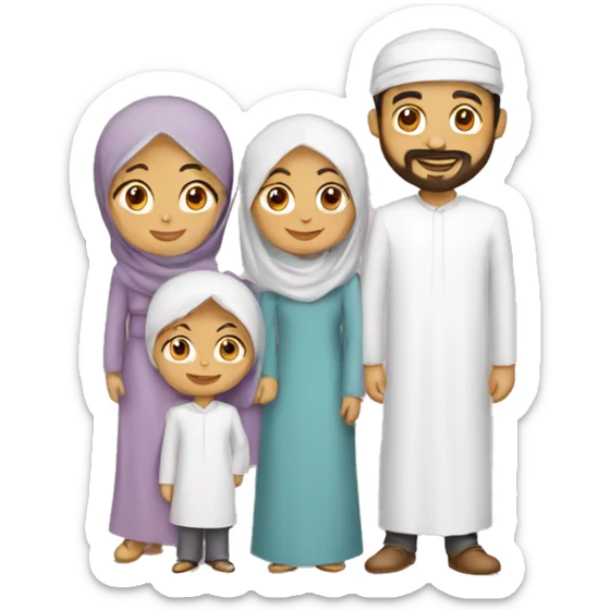 muslim family father mother two sons one daughter sticker
