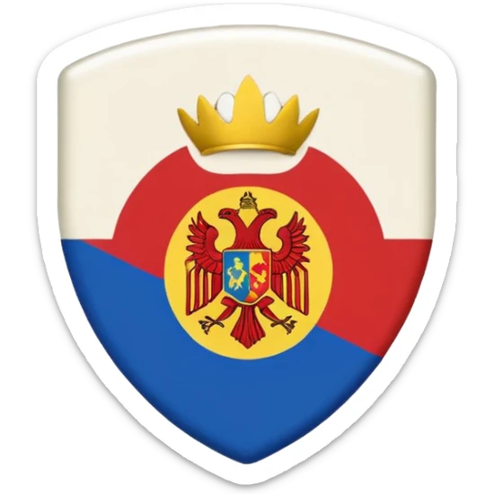 badge with placeholder lines instead of text, small silhouette of Moldova in the corner, classic emoji style sticker