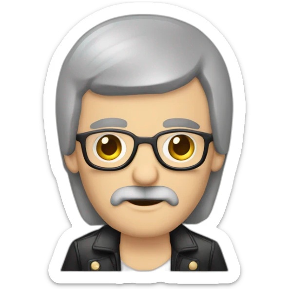 Hombre de 50 años calvo y con barba larga con ropa de Ramones sticker