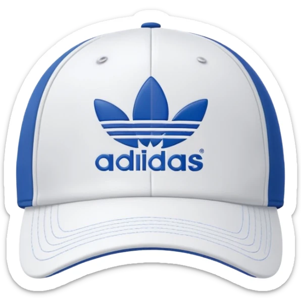 gorra de color blanco con logo de adiadas en la parte superior sticker