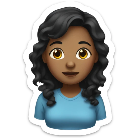 Brown-skinned, female, overweight, with wrinkles, and black wavy hair. sticker
