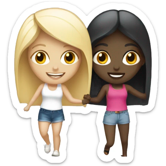 Black girl and white blonde girl partying sticker