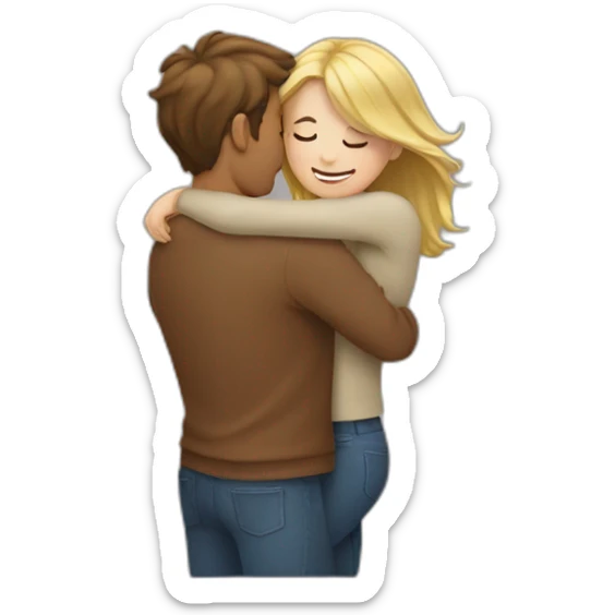 hug to blonde woman and brown hair man sticker