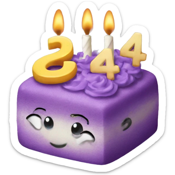 Purple Colored bento birthday with frosting written on the cake the number 24 sticker
