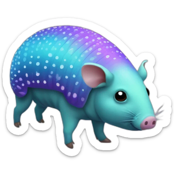 Iridescent spotted striped cyan purple gradient pig armadillo cow centipede insect with star markings star shaped spots sticker