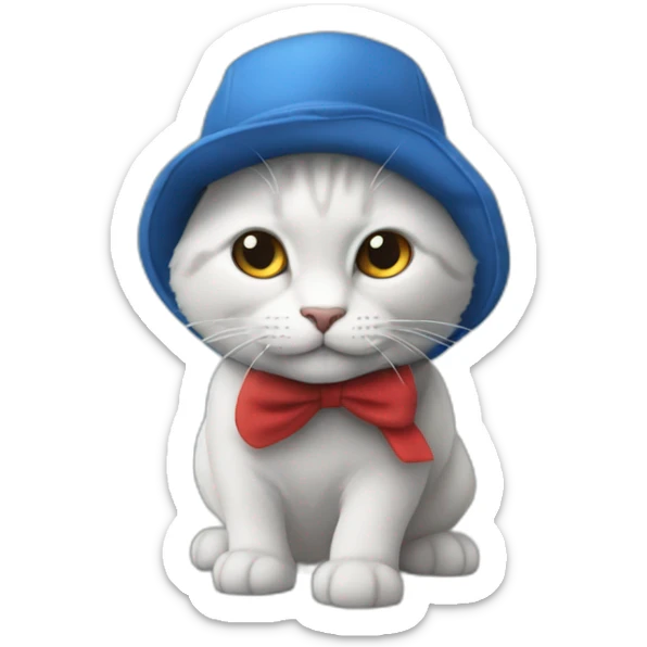 gato-azul-tres-patas-dos-colas-gorro-frigio-rojo sticker