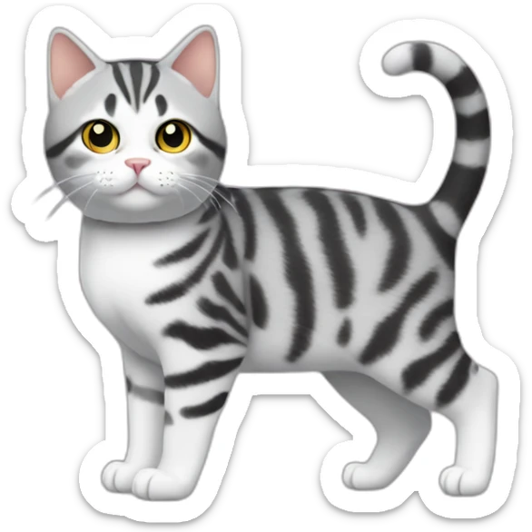 cat-American shorthair cat-whole body-wave one's hand sticker