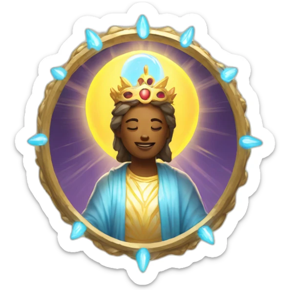Emote of a divine figure with a radiant halo sticker