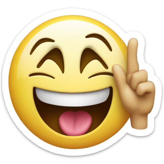 Smilie face with a tear, head exploded holding up fingers in the peace sign whilst smiling  sticker