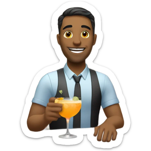 Attractive male sitting at a hotel lobby bar drinking a cocktail.  sticker