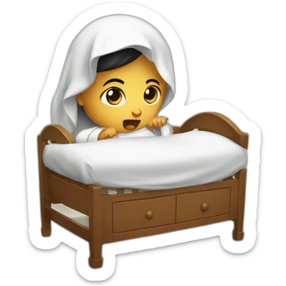 Arab slicing angry in traditional Palestinian outfit baby in crib sticker