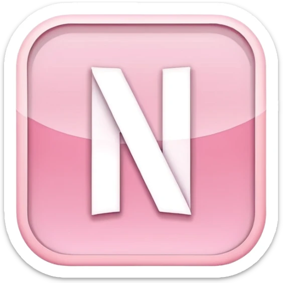 Netflix aesthetic "N" logo in pastel pink with white glowing outline around "N" sticker