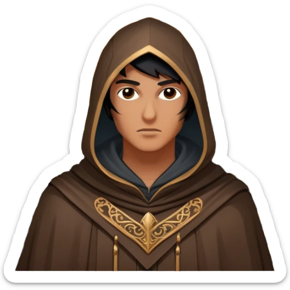 icon featuring Assasin's Creed in an iconic assassin's hood, standing tall against the backdrop of Florence. The design captures the essence of adventure, with intricate details of historical architecture and a sense of mystery. The character is poised, ready for action. transparent background. sticker