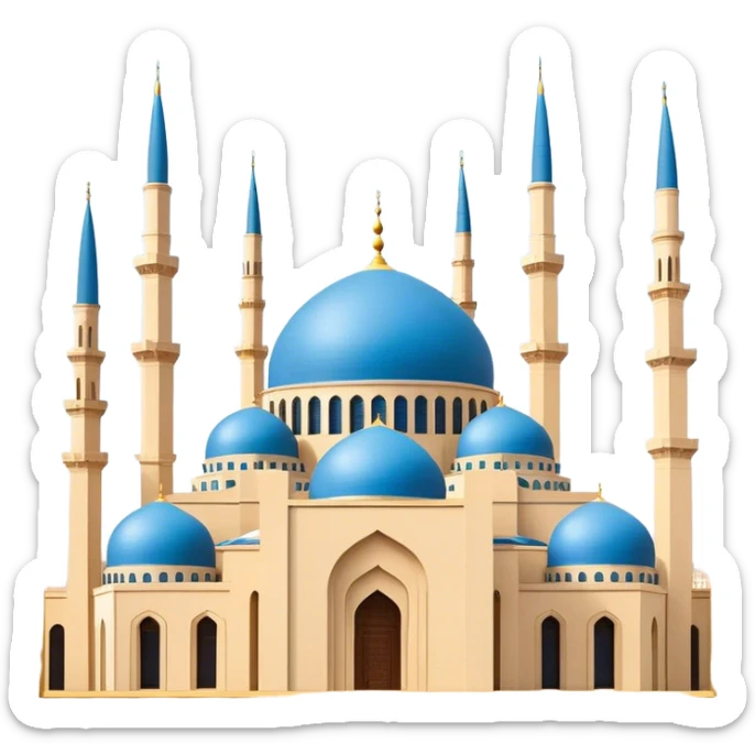 Mohammad Al-Amin Mosque Emoji of Beirut – Featuring its blue dome, tall minarets, and Arabic calligraphy. sticker
