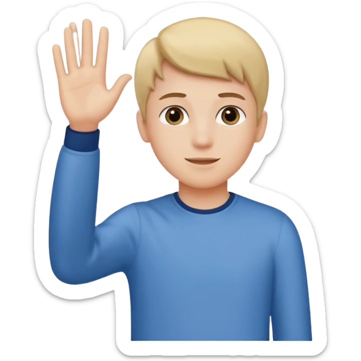 teenager seen from behind waving goodbye to his parents sticker