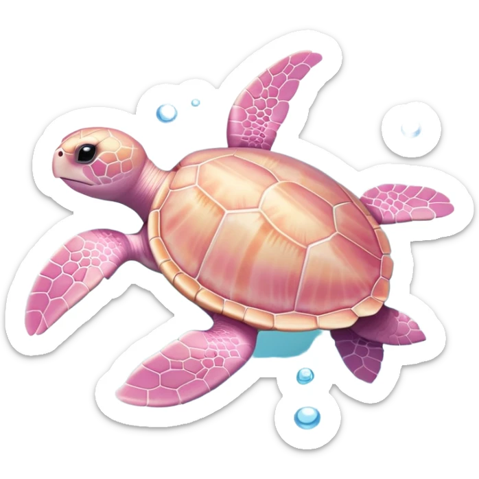 adorable light pink baby sea turtle swimming in water sticker