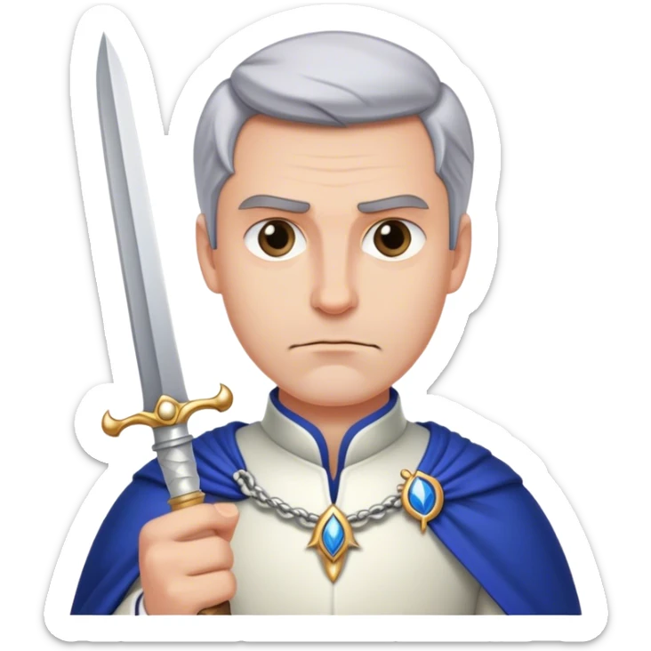 Rolan majestic statue of a royal man holding a dagger. Ominous atmosphere sticker