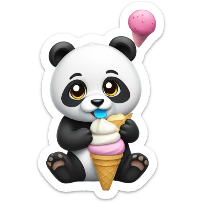 Panda eating ice cream sticker