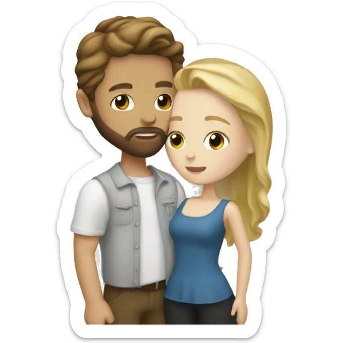 Brown haired white boy with beard and blonde white girl kissing  sticker