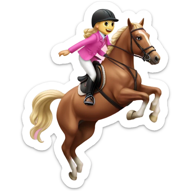 Girl wearing pink equestrian clothes on a horse jumping sticker