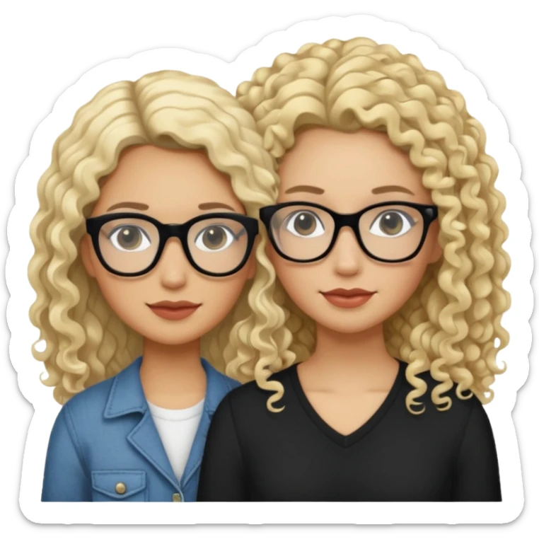 Hey can u make emoji Mother and daughter? Make the bother tan and blond and make the daughter 15 years old and pale w curly long black hair and black glasses sticker