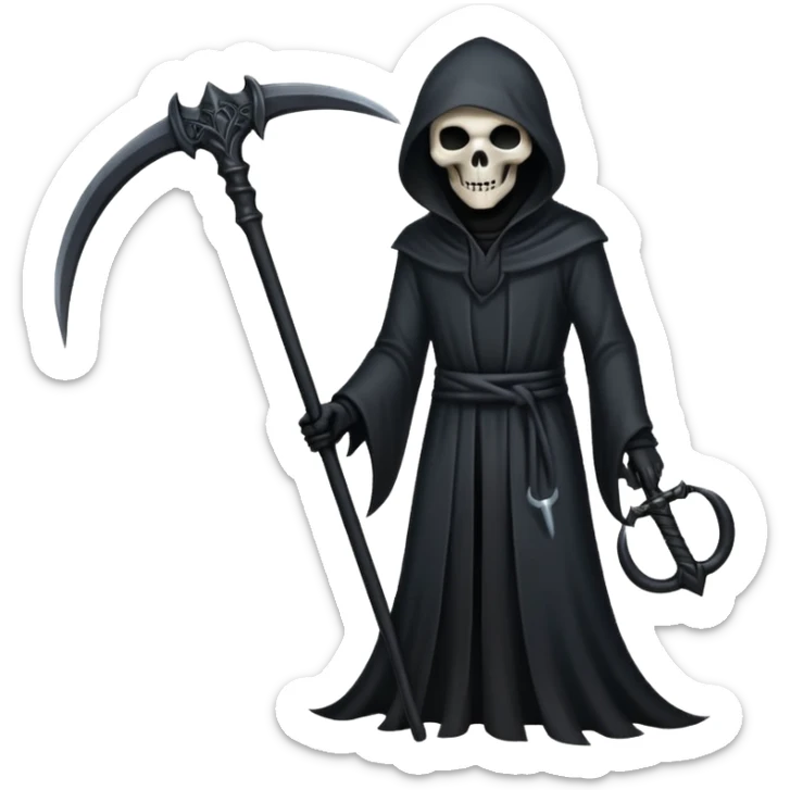 Shadow Scythe for grim reaper with black aura and the scythe must be black and straight in the handle with no additional things sticker