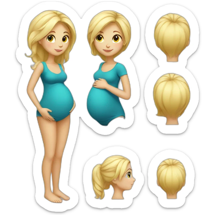 adorable pregnant blond full body women have hair  sticker