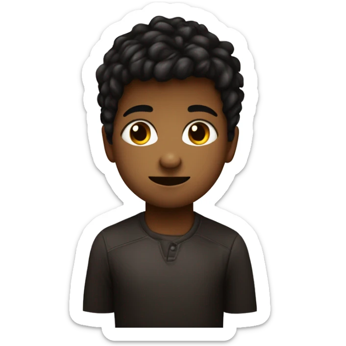 un niño tes trigueña con pelo liso y cafe oscuro con ojos negros sticker