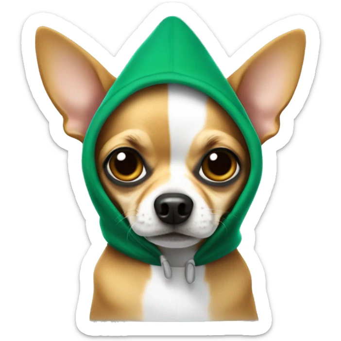 Chihuahua with wearing hoodie with a mexican hat and mostacho sticker