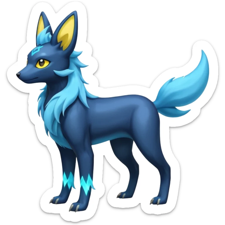 Manectric-Electrike-Suicune-Umbreon-Draco-Fakémon-hybrid-creature (full body), 4 legs sticker