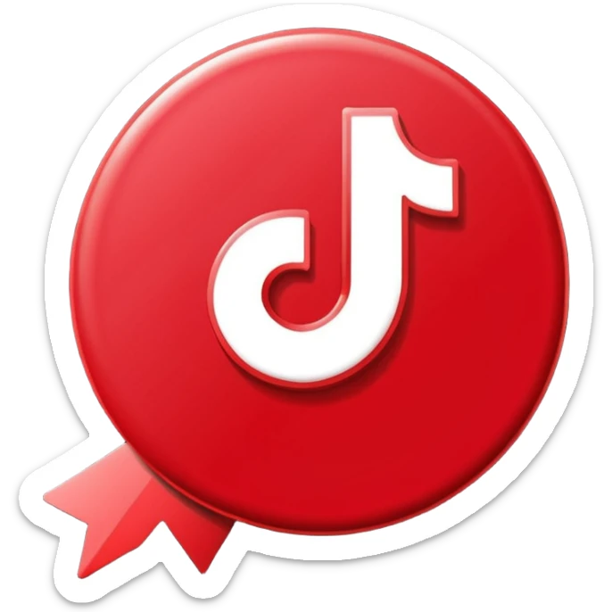 Crea la verificación de tik tok de color rojo  con un bien sticker