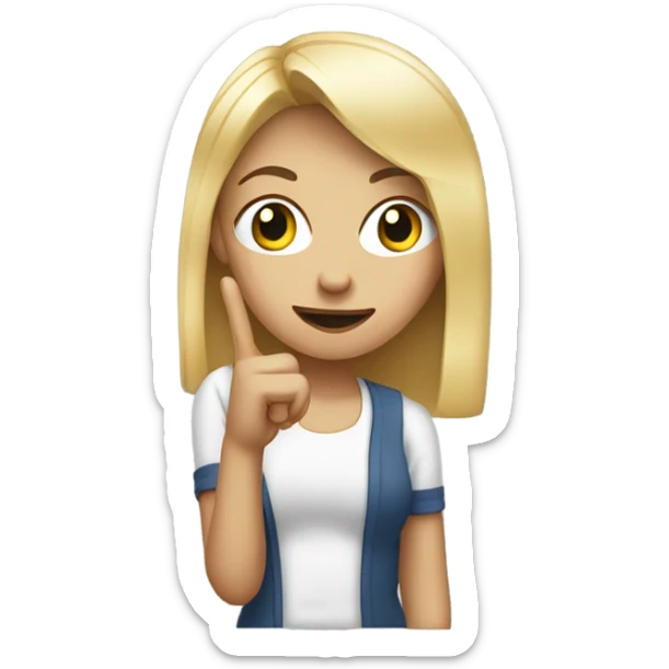 A blonde girl flipping someone off with her middle finger not a peace sign sticker