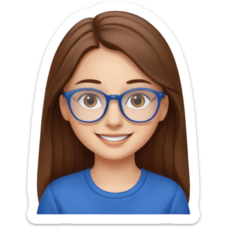 long hair girl with eyeglasses and blue outfit sticker