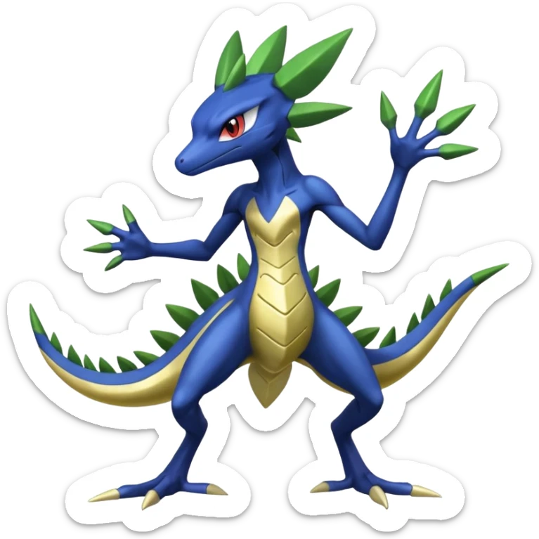 Shiny Aural Sceptile-Greninja-Fakémon-fusion (full body) sticker