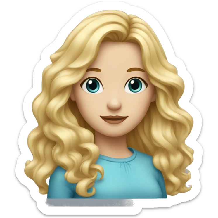 a girl with long wavy blonde hair blue eyes headshot sticker