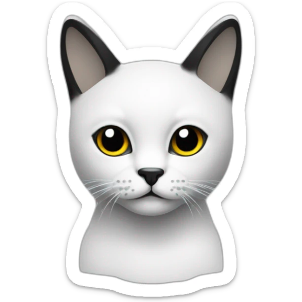 Gato color blanco con negro con una linea negra en su cara de lado derecho sticker