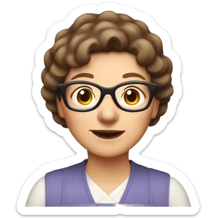 Grandma with brown hair and glasses baking cookies sticker