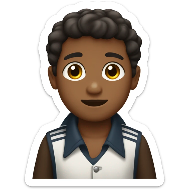 un niño pelo negro ojos marrón y traje marinero  sticker