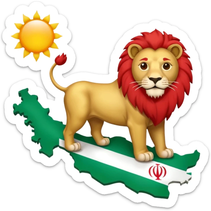 A iran map with lion an sun with 3 color of iran flag sticker