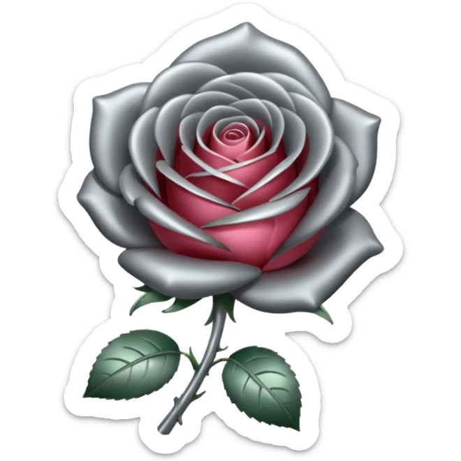 metallic gray chrome minimalistic rose sticker