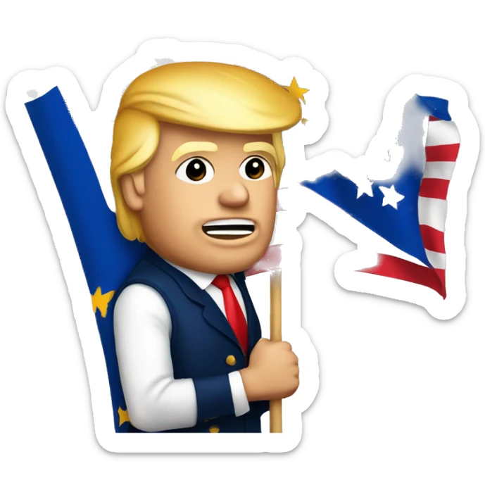 Donald Trump with a flag from the European Union sticker