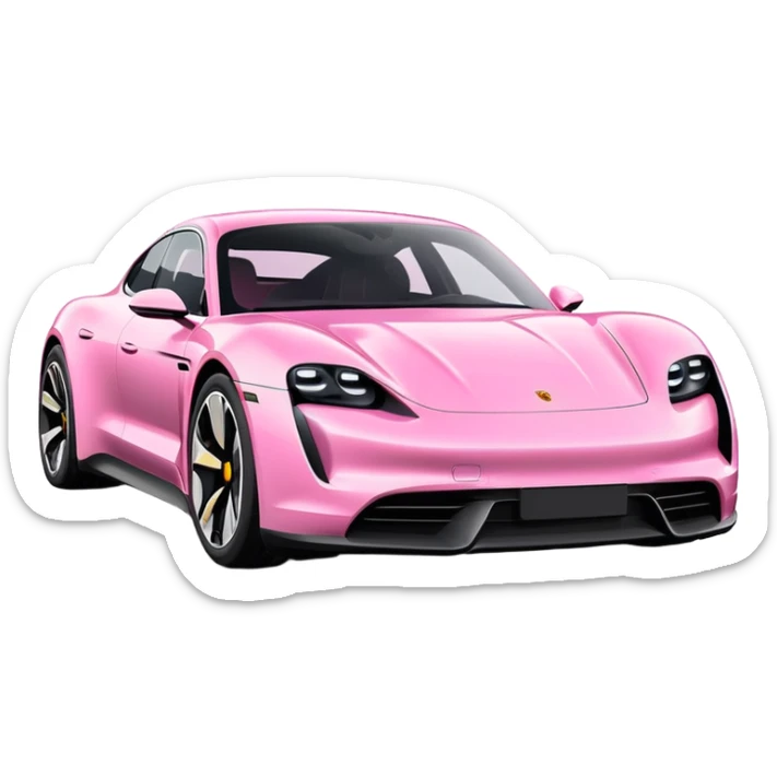 pink porsche taycan electric sports car sticker