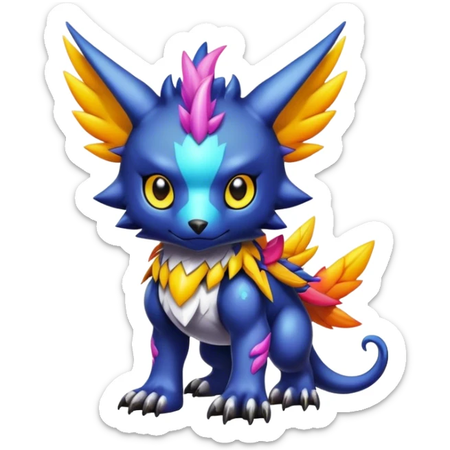 Cute cool colorful dark fantasy-Digimon-animal-hybrid full body sticker